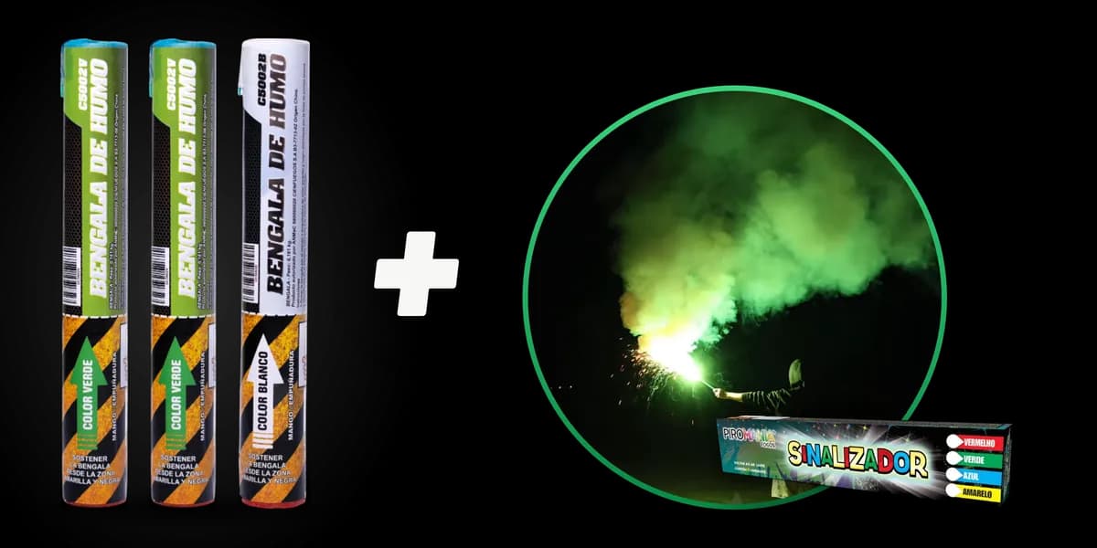Combo Verdão #1: 3 humo de mano + 1 señalizador